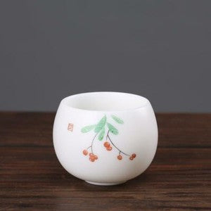 Mutton Fat Jade Porcelain Tea Cup Handpainted Under Glaze Master Cup 80ml China