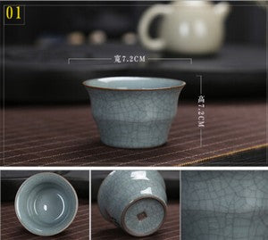Marked Tea Cup Crackle Glaze Brother Kiln Porcelain Cup Longquan Celadon Cup Tea