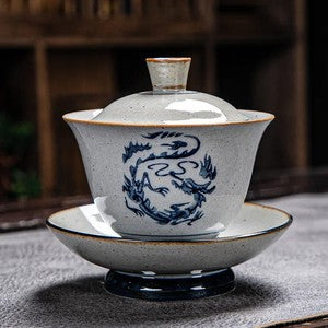 170ml Blue and White Ceramic Handpainted Gaiwan Tea Brewing Bowl Kung Fu Teaware