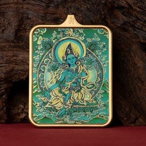 Tibetan Thangka Pendant Lhamo Jambhala Green Tara Amulet Car Hang Buddhist Charm