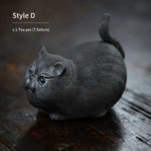 Yixing Purple Clay Tea Pet Cute Cat Tea Ceremony Accessories
