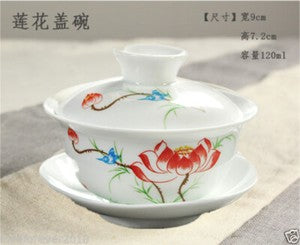 Chinese porcelain/zisha gaiwan covered teacup lid saucer ceramic handpainted cup