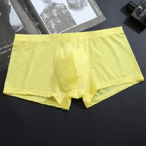 Men's Sexy Ice Silk Transparent Convex Panties Boxer Briefs Underpants Underwear