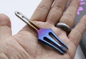 Titanium Alloy Fork Small Harpoon Crowbar Pry Bar keychain EDC Tool Pendant Gift