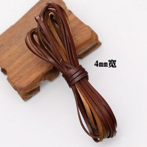 Coffee Genuine Real Leather Flat Cord DIY Crafts Strap Rope String Bracelet Long