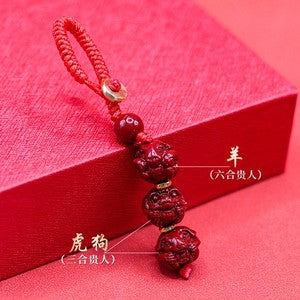 Sanhe Liuhe Taisui Cinnabar Pendant Talisman Pendant Keychain Twelve Zodiac