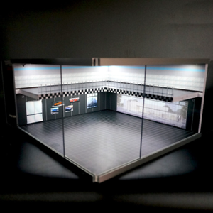 1:64 Scale Car Model Showroom LED Garage Scene Two-level Model Showroom