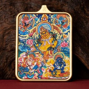 Tibetan Thangka Pendant Lhamo Jambhala Green Tara Amulet Car Hang Buddhist Charm