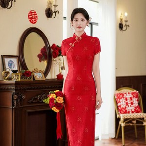 Women Summer Qipao Dress Chinese Traditional Lace Cheongsam Wedding Party Gowns