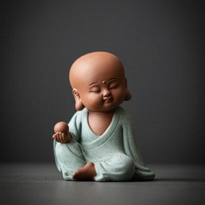 Creative Tea Pet Monk Statue Purple Clay Zisha Table Decoration Buddha Mascot
