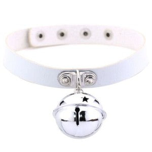 Gothic Punk White Pu Leather Spiked Rivet O-Ring Collar Stud Choker Necklace
