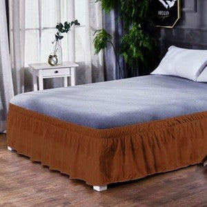 16'' Solid Elastic Bed Skirt Dust Ruffle Pleat Wrap Around Bedding Spread Cover