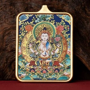 Tibetan Thangka Pendant Lhamo Jambhala Green Tara Amulet Car Hang Buddhist Charm