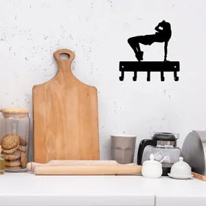 Hip Hop Girl Dance - Key Hooks Holder - 6 Inch Wide/9 Inch Wide Metal Wall Art