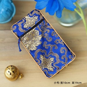 1PC Brocade Zipper Bag Warp Cloth Scripture Bag Jewelry Pouch