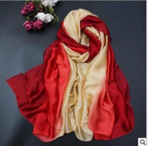 100*190cm Colorful Gradient Women Silk Scarf Shawl Belly Dance Waving Scarf Veil