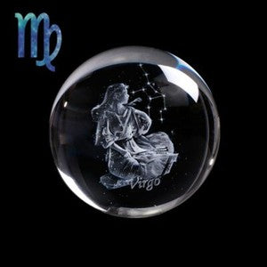 Zodiac Sign Star Crystal Ball Laser Engraved Glass Sphere Crystal 80MM Gift