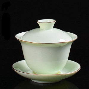 Gaiwan Tea Brewer Bowl Cup Saucer Porcelain Tureen Solid Color Dehua Cup Bowl