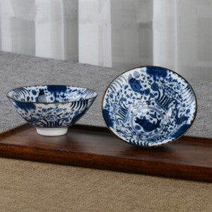 Blue-and-white porcelain tea cup for Pu'er tea Chinese kungfu tea cup Jingdezhen