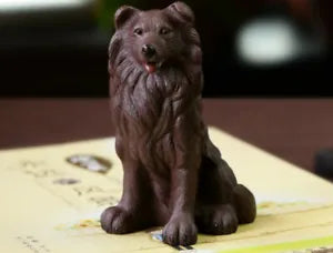 chinese yixing zisha tea pet collie decoration shepherd dog PurpleClay puppy dog