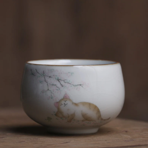 Embersceramic Ceramic Tea Cup Cute Cat Kung Fu Cup 90ml
