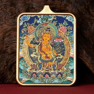 Tibetan Thangka Pendant Lhamo Jambhala Green Tara Amulet Car Hang Buddhist Charm