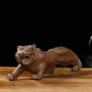 Creative Tea Pet Statue Tiger Handmade Artware Animal Zisha Purple Clay Tea Play