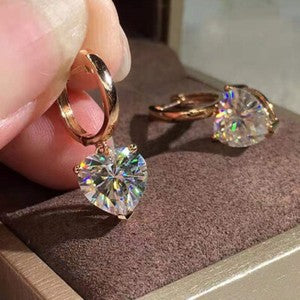 Women 925 Silver Plated,rose Gold Drop Earring Wedding Luxury Cubic Zircon Gift