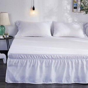 16'' Solid Elastic Bed Skirt Dust Ruffle Pleat Wrap Around Bedding Spread Cover