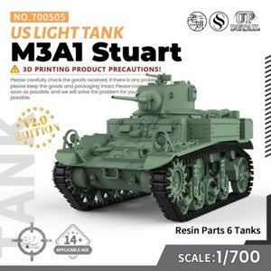 SSMODEL SS505 1/200/350/700 Military Model Kit US M3A1 Stuart Light Tank