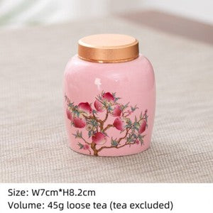 Canister With Lid Sealed Jar For Loose Tea Small Size Porcelain Floral Print New