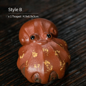 Yixing Purple Purple Clay Cute Octpus Tea Pet “八方来财” Teapot Lid Sculpture
