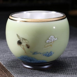 999 Silver gilt tea bowl Ru Kiln Antique Tea Cup Chinese kungfu master tea cup