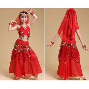 Girls Belly Dance Costume Skirt Outfit Kids Performance Clothing +Accessories