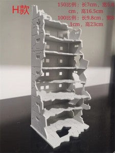 Railway Scenery City Ruin Building Abandoned Tall Office Scenes Model Toy