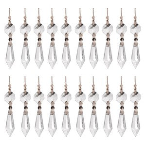 20pcs Crystal Chandelier Lamp Icicle Prisms Parts Hanging Drops Pendants 38mm