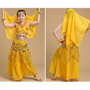Girls Belly Dance Costume Skirt Outfit Kids Performance Clothing +Accessories
