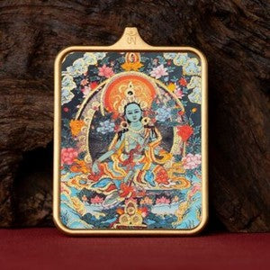 Tibetan Thangka Pendant Lhamo Jambhala Green Tara Amulet Car Hang Buddhist Charm