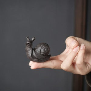 creative tea pet yixing zisha purple clay snail persimmon handmade holder to lid