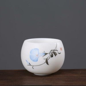 Mutton Fat Jade Porcelain Tea Cup Handpainted Under Glaze Master Cup 80ml China