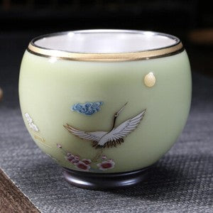 999 Silver gilt tea bowl Ru Kiln Antique Tea Cup Chinese kungfu master tea cup