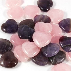 Natural Amethyst Rose Quartz Healing Gem Stone Crystal Stone Heart 20x8mm 30pcs