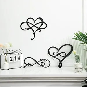 3 Pieces Infinity Heart Wall Decor Love Wall Metal Sign Heart Shaped Wall Art