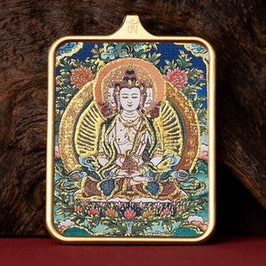 Tibetan Thangka Pendant Lhamo Jambhala Green Tara Amulet Car Hang Buddhist Charm
