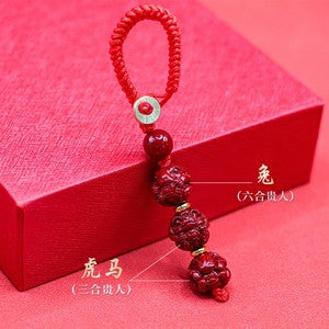 Sanhe Liuhe Taisui Cinnabar Pendant Talisman Pendant Keychain Twelve Zodiac