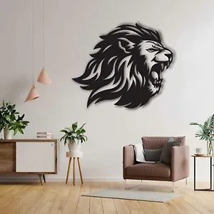 Lion King Metal Silhouette, Metal Wall Art Sculpture, Lion Wall Logo
