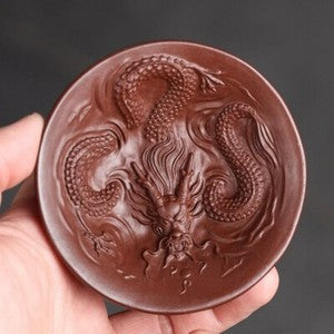 Handmade Tea Cup Dragon Carved Master Cup Real Yixing Zisha Purple Clay 50ml Cup
