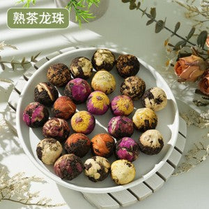 Handmade Yunnan Pu'er Jasmine Tea with Rose, Chrysanthemum, Dragon Ball Flower