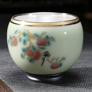 999 Silver gilt tea bowl Ru Kiln Antique Tea Cup Chinese kungfu master tea cup