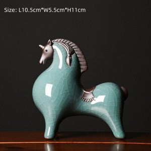 one piece crackle glaze porcelain tea pet horse statue Chinese zodiac Signs new